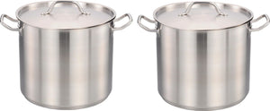 Omcan - 20 QT Stainless Steel Stock Pot with Cover, Pack of 2 - 80440