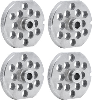 Omcan - #22 (12.8 mm) Stainless Steel Meat Grinder Plate with Hub & Flat Sides, Pack of 4 - 40308