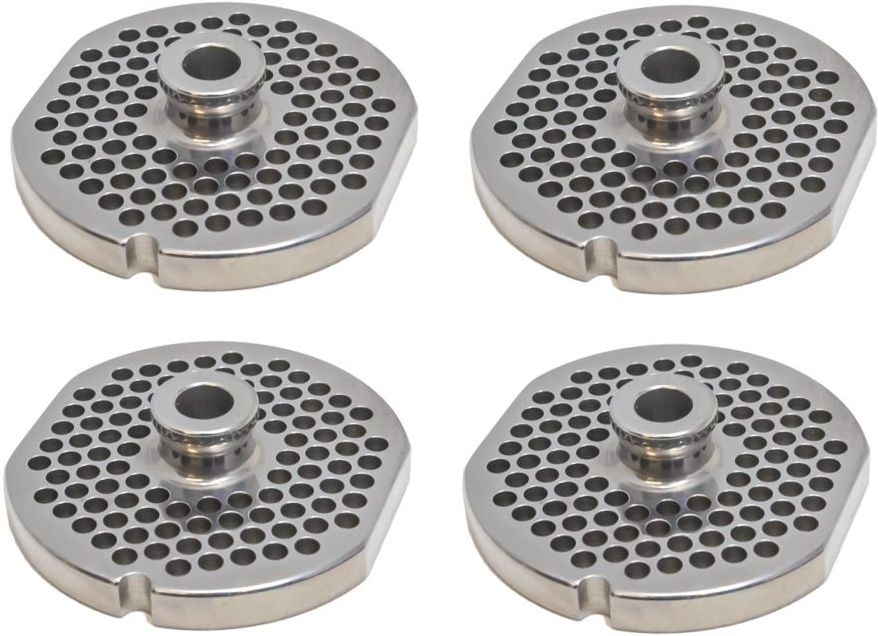 Omcan - #22 (4.8 mm) Stainless Steel Meat Grinder Plate with Hub & Flat Sides, Pack of 4 - 45275