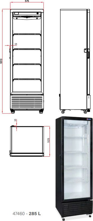 Omcan - 23" Black Single Glass Door Refrigerator - RE-CN-305