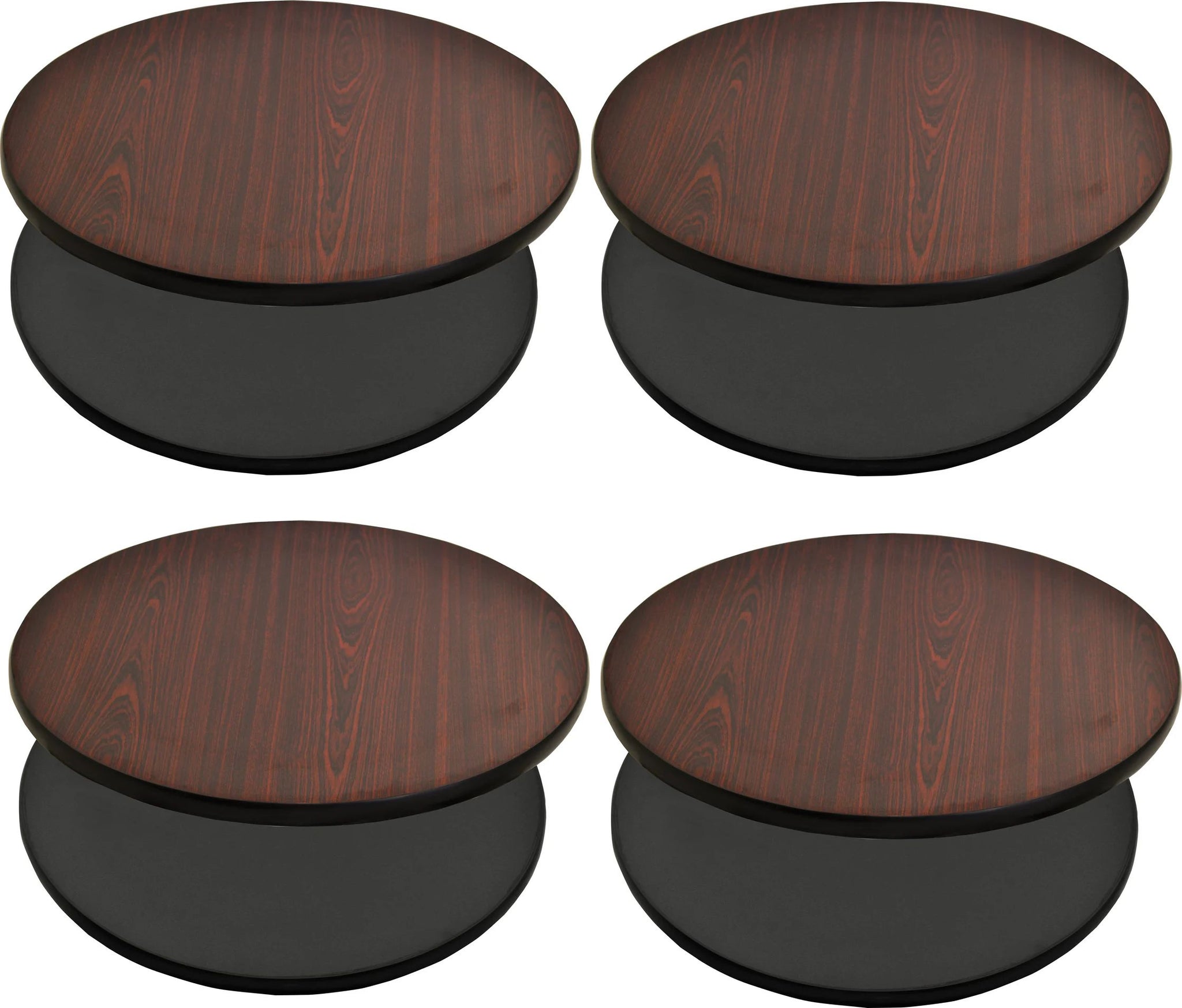 Omcan - 24" Mahogany/Black Round Table Top, Pack of 4 - 43176