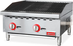 Omcan - 24″ Radiant Gas Charbroiler with 2 Natural Gas Burner with Propane Conversion Kit - 47377