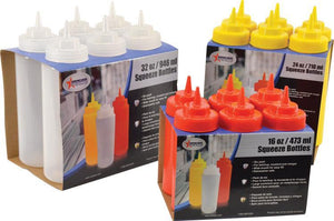 Omcan - 24 oz Yellow Condiment Squeeze Bottles Set of 6 (710 ml), Pack of 15 - 40471