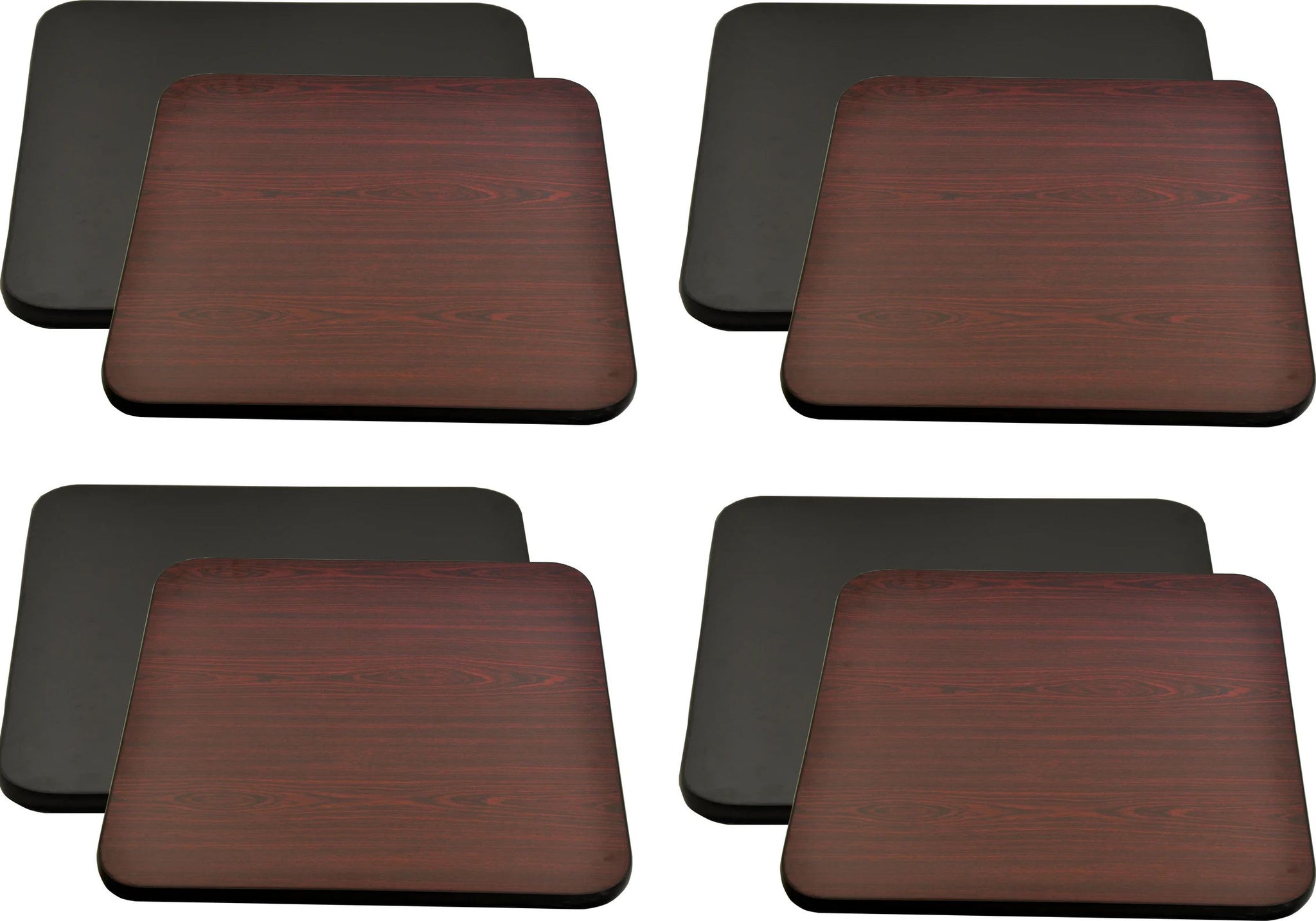 Omcan - 24" x 24" Mahogany/Black Square Table Top, Pack of 4 - 43169