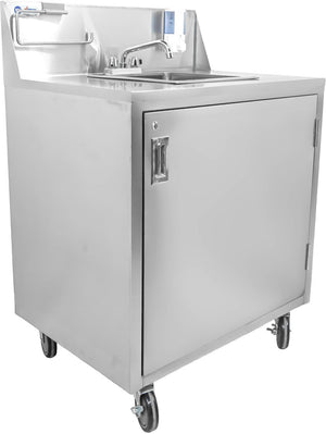 Omcan - 25.2 x 34.3 x 38.2" Portable Hand Sink with Backsplash and Water Heater Tank and Pump - 46788