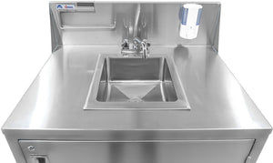 Omcan - 25.2 x 34.3 x 38.2" Portable Hand Sink with Backsplash and Water Heater Tank and Pump - 46788