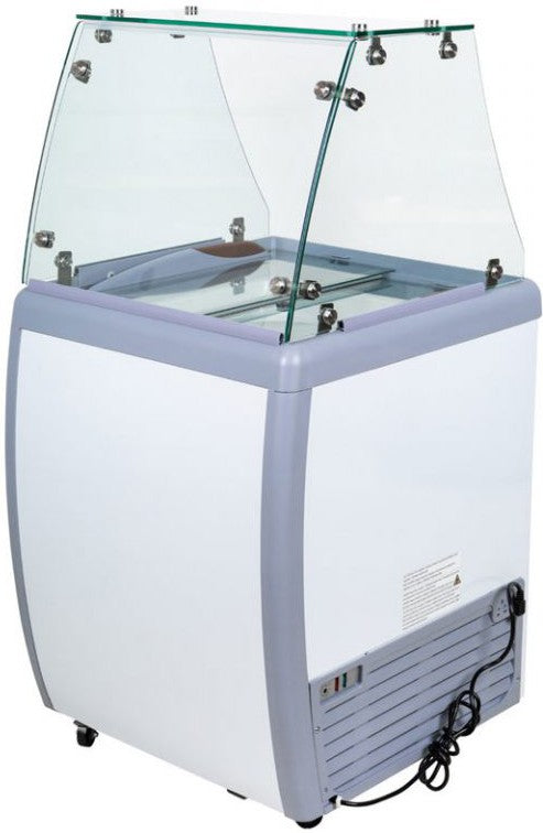 Omcan - 26" Ice Cream Dipping Cabinet / Freezer with Flat Sneeze Guard and 120 L Capacity - 44590