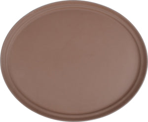 Omcan - 26" x 22" Brown Oval Non-Slip Service Tray (660 mm x 559 mm), Pack of 4 - 80108