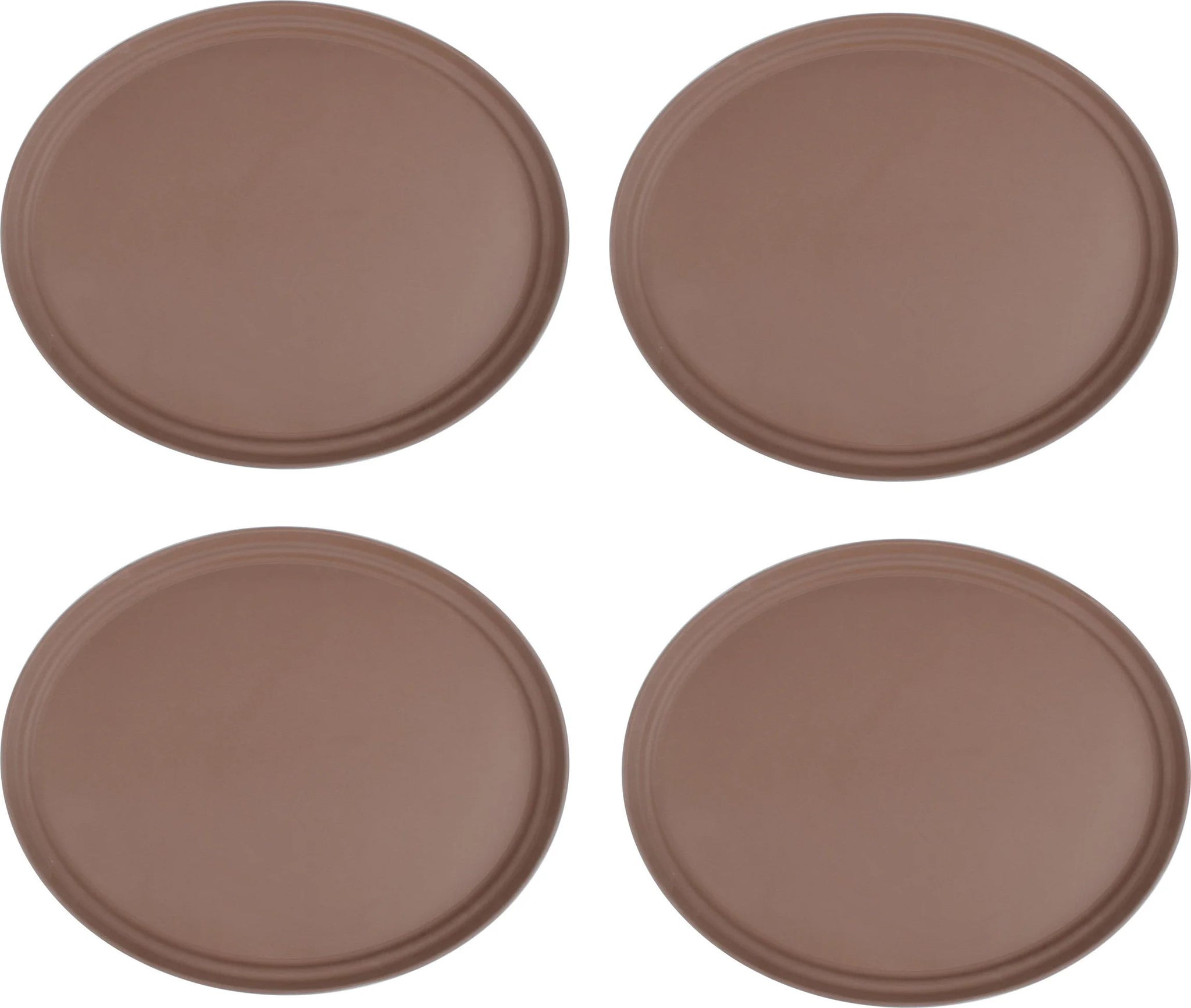 Omcan - 26" x 22" Brown Oval Non-Slip Service Tray (660 mm x 559 mm), Pack of 4 - 80108