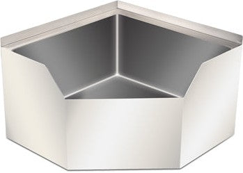 Omcan - 26.5 x 26.5 x16″ Stainless Steel Corner Mop Sink with Drain Basket - 47470