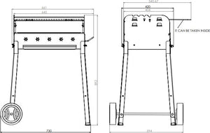 Omcan - 27.6″ x 18.9″ Stainless Steel Charcoal BBQ Grill with Stainless Steel Brazier and Panel - CE-IT-0156