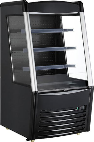 Omcan - 28″ Grab-and-Go Open Black Refrigerated Self-Serve Display Case with 9.18 cu.ft. Capacity - 47515