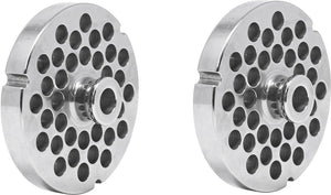 Omcan - #32 (10 mm) Stainless Steel Meat Grinder Plate with Hub & 3 Notches, Pack of 2 - 37558