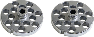 Omcan - #32 (16 mm) Stainless Steel Meat Grinder Plate with Hub - Flat Sides & 3 Notches, Pack of 2 - 11162