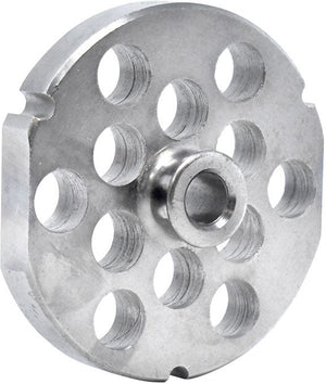 Omcan - #32 (3 mm) Stainless Steel Meat Grinder Plate with Hub & 3 Notches, Pack of 2 - 23552