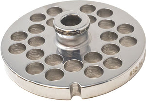 Omcan - #32 European-Style (12 mm) Stainless Steel Meat Grinder Plate with Hub, Pack of 2 - 11211