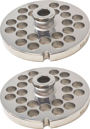 Omcan - #32 European-Style (12 mm) Stainless Steel Meat Grinder Plate with Hub, Pack of 2 - 11211