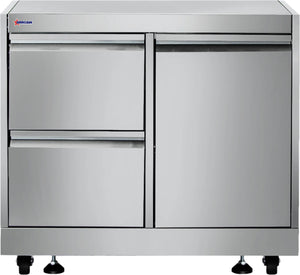 Omcan - 32" Stainless Steel Cabinet Stand with Gas Tank Cabinet and 2 Drawers with Soft Hinge Drawer Slide - 47877