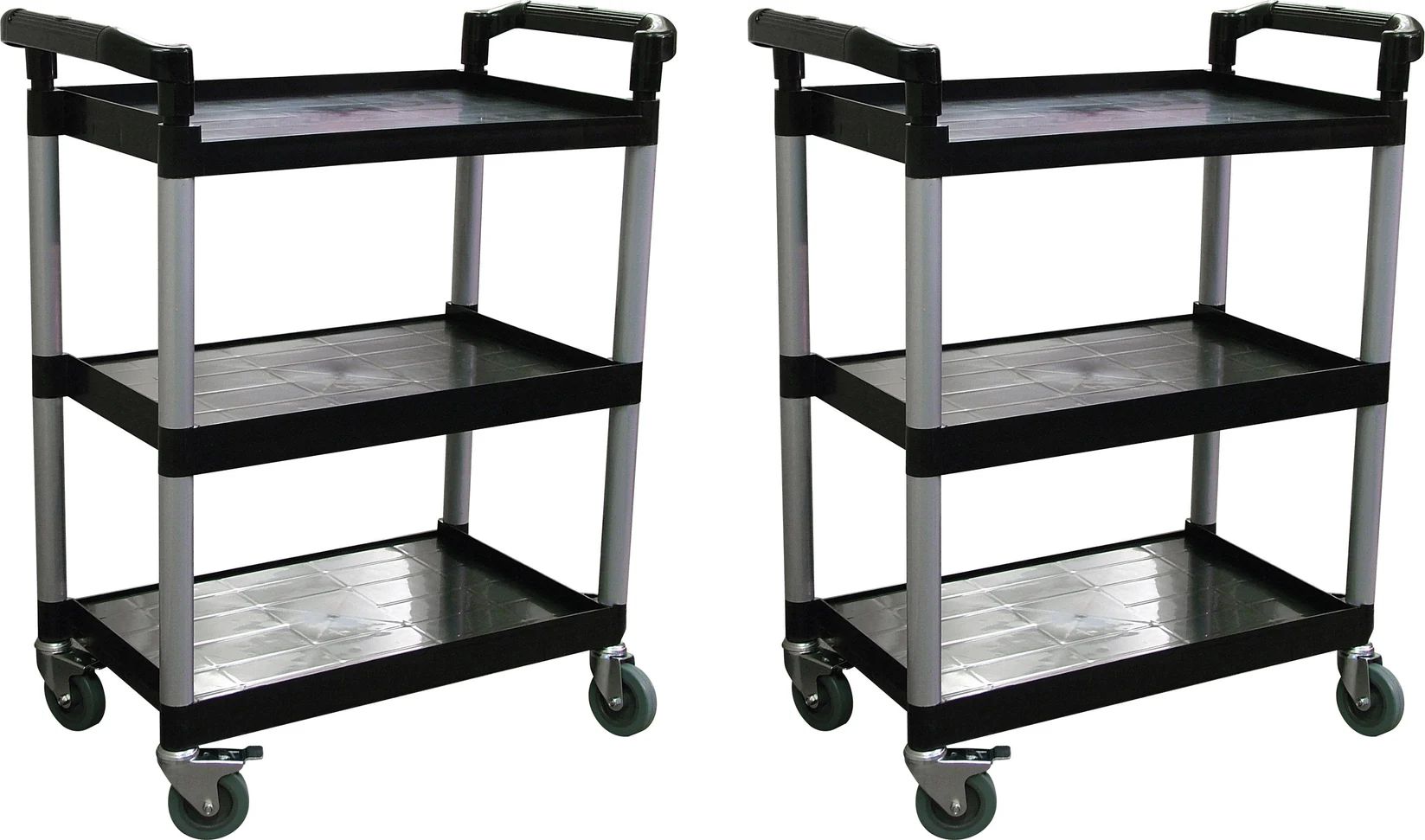 Omcan - 32.5” x 16.25” Black Plastic Bussing Cart, Pack of 2 - 24183