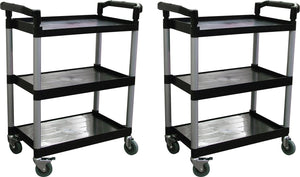 Omcan - 32.5” x 16.25” Black Plastic Bussing Cart, Pack of 2 - 24183