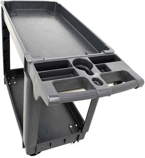 Omcan - 39.8" x 17.3" x 33" Heavy Duty Dark Gray 2 Shelf Utility Cart with Extended Handle - 47152