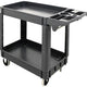 Omcan - 39.8" x 17.3" x 33" Heavy Duty Dark Gray 2 Shelf Utility Cart with Extended Handle - 47152