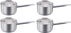 Omcan - 3.5 QT Stainless Steel Sauce Pan with Cover, Pack of 4 - 80432