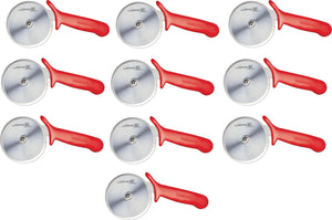 Omcan - 4” R-Style Pizza Cutter with Red Handle, Pack of 10 - 12813