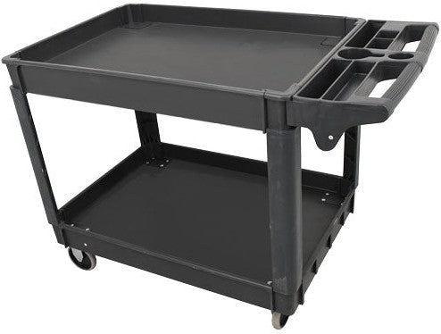 Omcan - 46" x 25.6" x 33" Heavy Duty Dark Gray 2 Shelf Utility Cart with Extended Handle - 47153