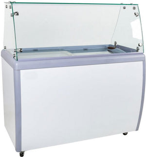 Omcan - 49" Ice Cream Dipping Cabinet / Freezer with Flat Sneeze Guard and 290 L Capacity - 44588