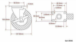 Omcan - 5" Caster With Brake For Work Tables With Cabinet, Sliding Door And Drawers, Pack Of 6 - 46585