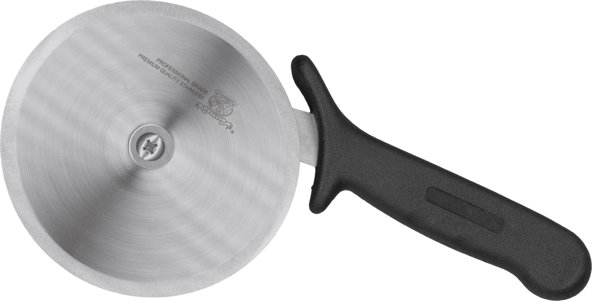 Omcan - 5” R-Style Pizza Cutter with Black Handle, Pack of 10 - 20428