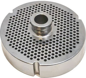 Omcan - #52 (4 mm) Stainless Steel Meat Grinder Plate with Hub & 3 Notches - 11173