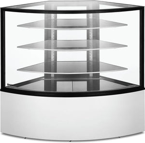 Omcan - 59" Corner Glass Floor Refrigerated Display Case with 16.78 cu.ft. Capacity - 47708