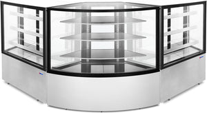 Omcan - 59" Corner Glass Floor Refrigerated Display Case with 16.78 cu.ft. Capacity - 47708