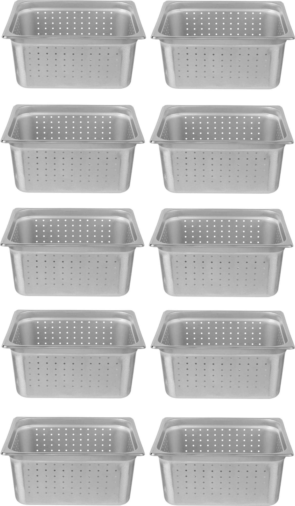 Omcan - 6" Deep 1/2-Size Perforated Steam Table Pan, Pack of 10 - 85208