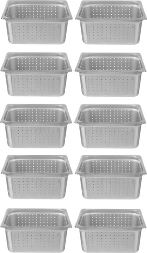 Omcan - 6" Deep 1/2-Size Perforated Steam Table Pan, Pack of 10 - 85208