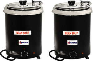 Omcan - 6 QT Black Soup Kettle with Metal Lid (5.7 L), Pack of 2 - FW-CN-0006