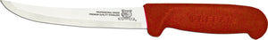 Omcan - 6" Red Handle Greban Curved Blade Boning Knife, Pack of 10 - 11786