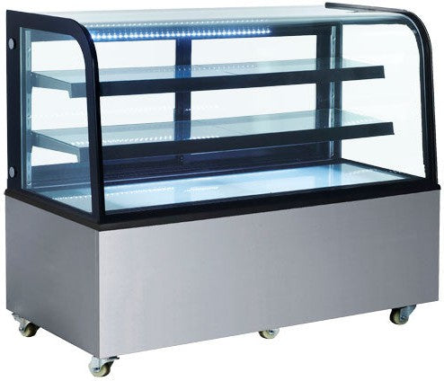 Omcan - 60" Curved Edge Glass Refrigerated Floor Display Case With 17.7 Cu.Ft - 47105