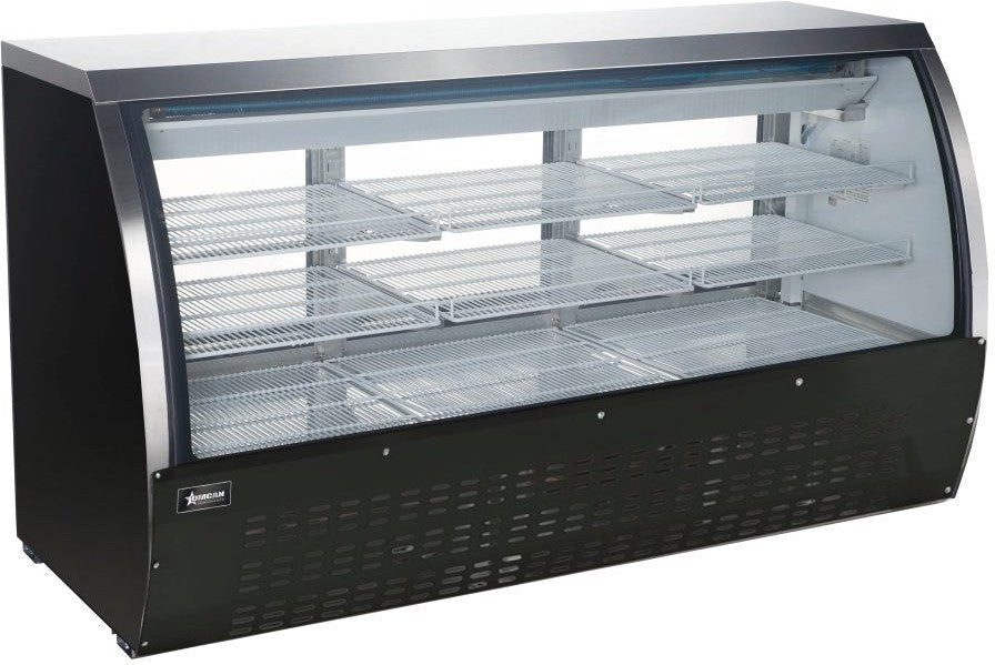 Omcan - 64″ Floor Refrigerated Showcase with Black Coated Steel Exterior - 50083