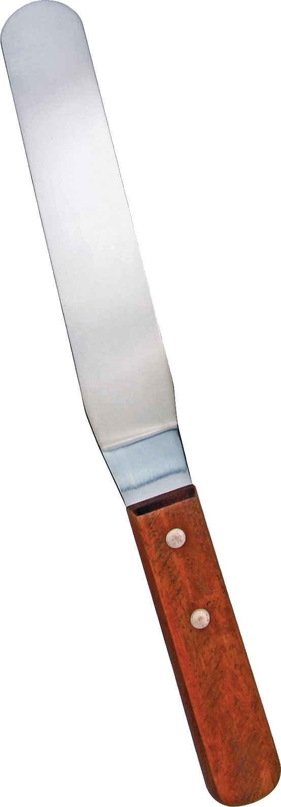 Omcan - 6.5” x 1 5/16” Offset Spatula with Stainless Steel Blade & Wood Handle, Pack of 50 - 80144