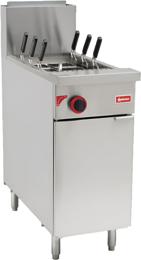 Omcan - 70,000 BTU Stainless Steel Single Tank Pasta Cooker, Natural Gas with 6 Basket - 47714