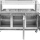 Omcan - 71" Stainless Steel Refrigerated Salad Bar / Cold Food Table with Sneeze Guard, Tray Slide and Pan Covers - 50090