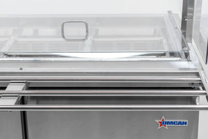 Omcan - 71" Stainless Steel Refrigerated Salad Bar / Cold Food Table with Sneeze Guard, Tray Slide and Pan Covers - 50090