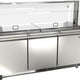 Omcan - 71" Stainless Steel Refrigerated Salad Bar / Cold Food Table with Sneeze Guard, Tray Slide and Pan Covers - 50090