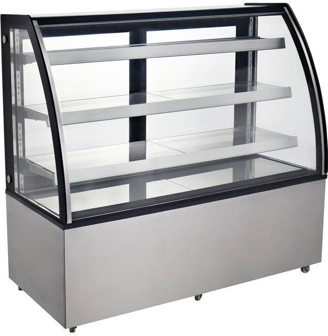 Omcan - 72" Curved Glass Floor Refrigerated Display Case - 44504