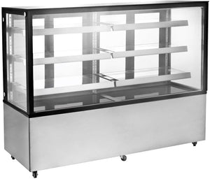 Omcan - 72" Square Glass Floor Refrigerated Display Case - 44505