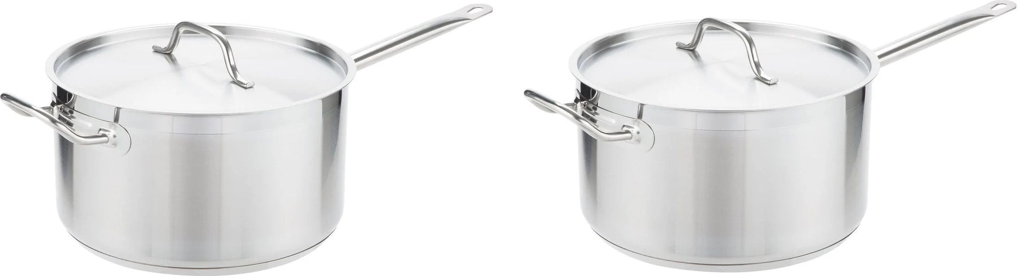 Omcan - 7.5 QT Stainless Steel Sauce Pan with Helper Handle & Cover, Pack of 2 - 80435