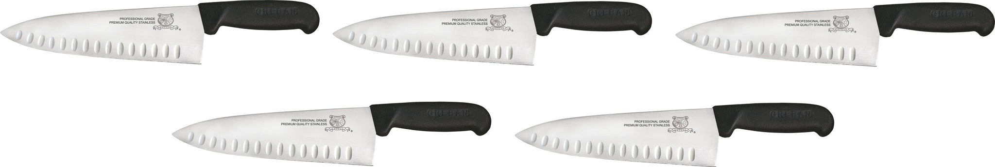 Omcan - 8" Black Handle Greban Cook G-Edge Knife, Pack of 5 - 16833